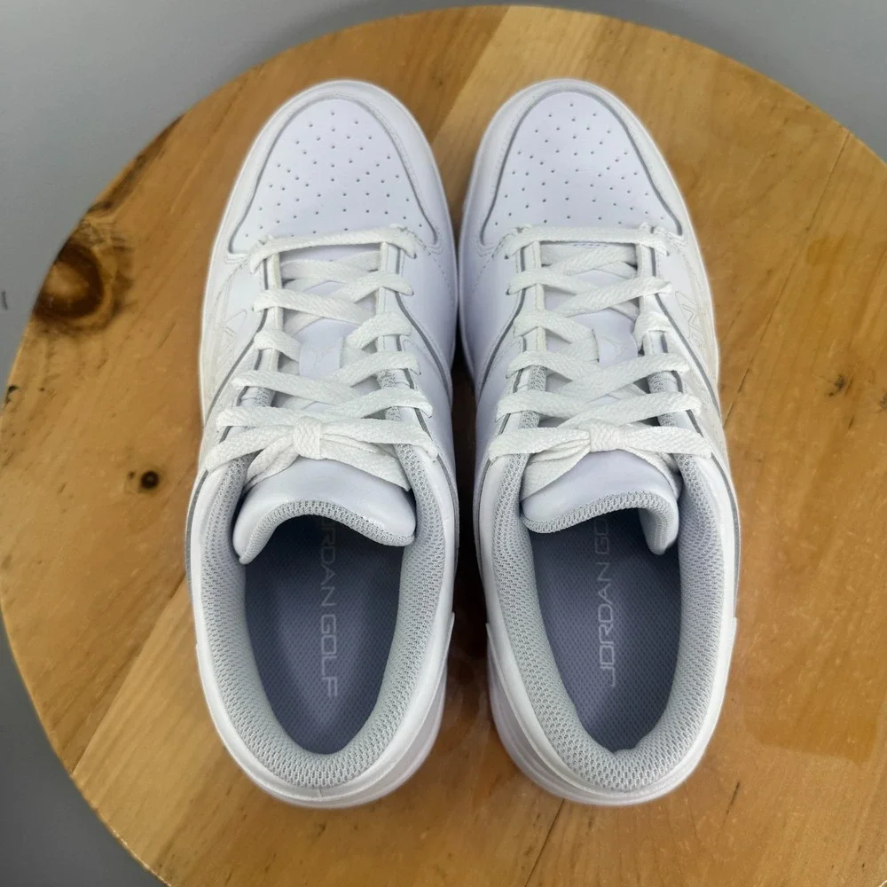 Air Jordan Nu Retro 1 Low Mens Size 9 Golf Shoes White Pure Platinum Leather NEW
